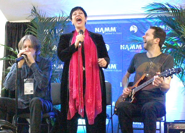 jhoward levy with eannie deva and paul gilbert at namm