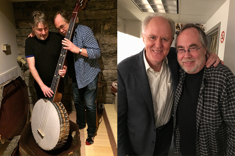Tony Trischka with Bela Fleck, 2017 (Left) and with John Lithgow, 2018 (Right)