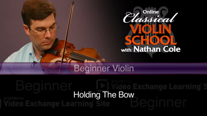 beginner violin lessons - holding the bow