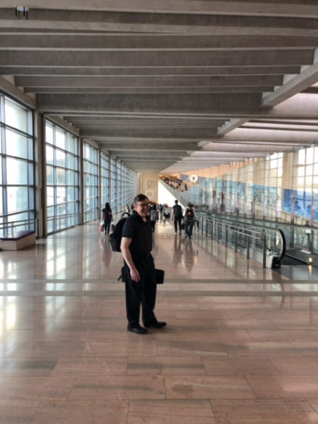 Dave Bilger in Airport on European Tour with the Philadelphia Orchestra